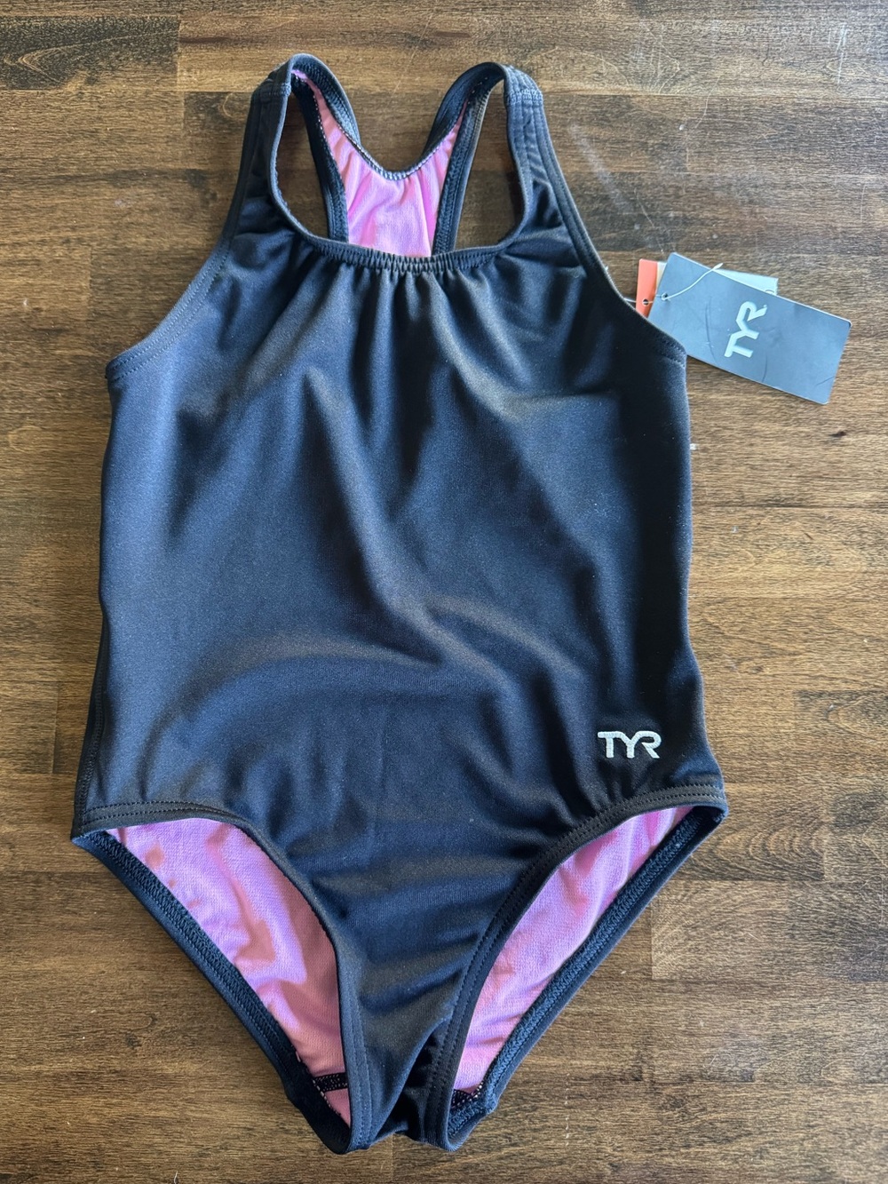 TYR Girls Solid Black Maxfit One Piece Swimsuit- 6/6x NWT